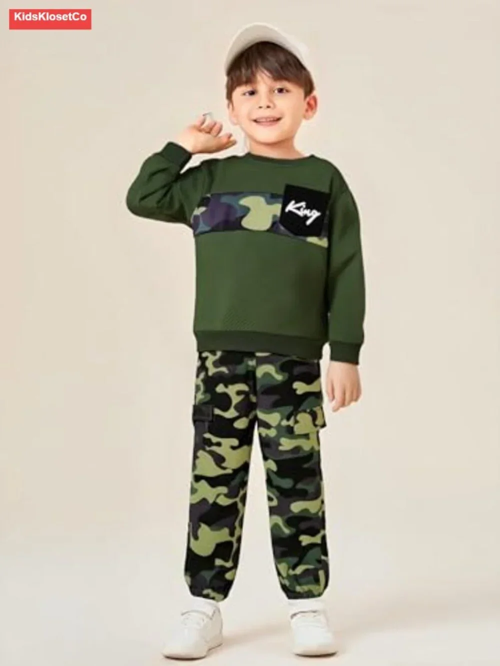 Toddler Boys Colorblock Sweatshirt & Cargo Pants Set Long Sleeve 2-Piece - Picture 2 of 6